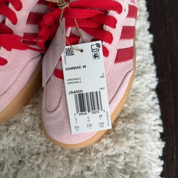 Adidas Samba (Sambae) Platform Sneakers — Pastel Pink & Red - Picture 7 of 7